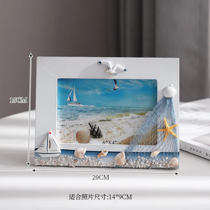 6 Inch Ocean Po Summer Shell Supply Mediterranean Personality Wooden Table Ornaments Picture Frame 240802 H260306