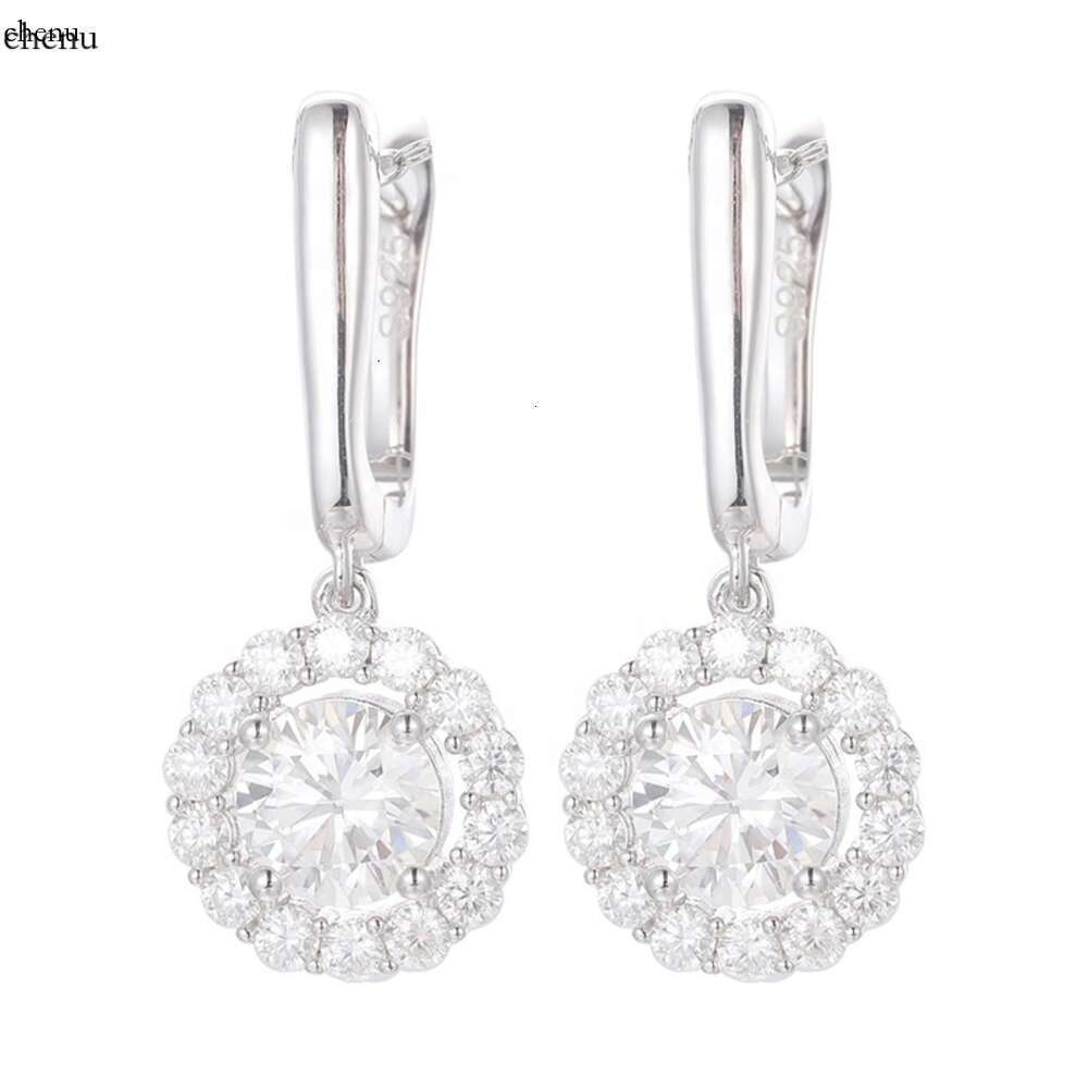 Classic Original Moissanite Hoop Elegant Dazzg For Women Round Dia Drop Earring With Gra Sier Fine Jewelry
