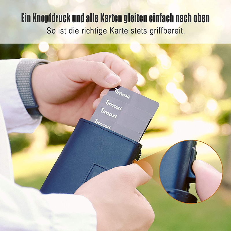 Credit Card Case Mini Wallet with Zip Coin Purse Men RFID Protection Genuine Leather Card Wallet Small Aluminum Card Holder