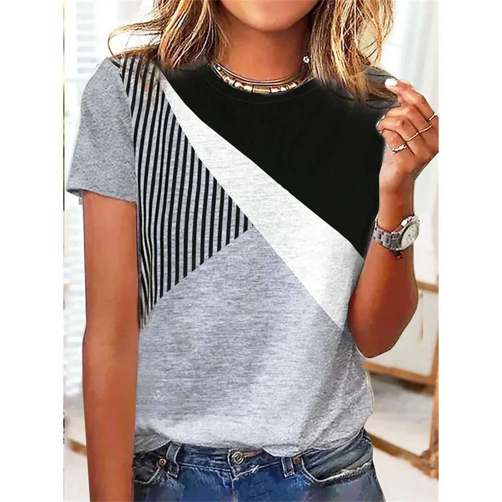 T Shirts Blue Gothic Best Saller Hip Hop High Street Summer Printing Short Sleeve Hollow Out Slim Top Female Streetwear Clothes Couples Plaid Solid Tu