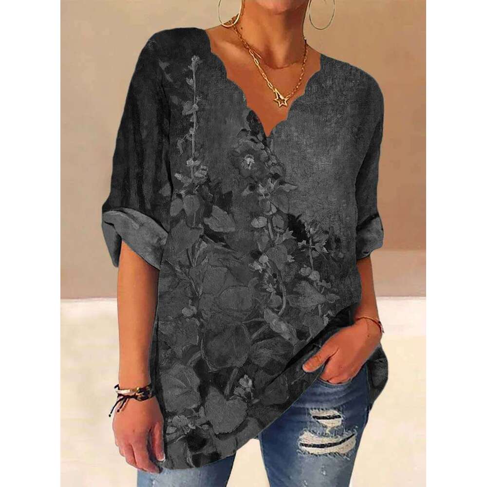 Friends Best Saller Retro Short-sleeved Loose Versatile Summer Printing Short Sleeve O-neck Crop Tops Women Short Plaid Couples Round Neck Solid Turtl