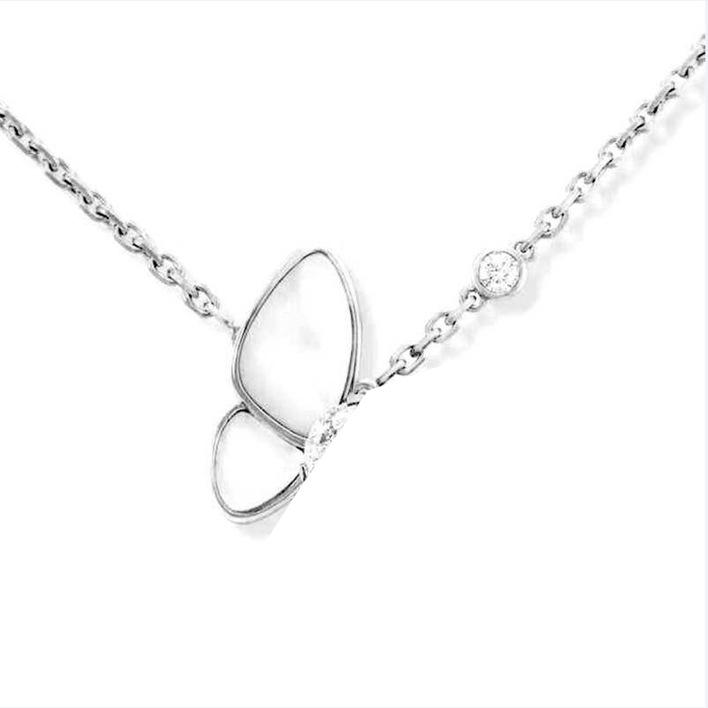 necklace Designer Jewelry Two butterfly Pendant Necklaces for women rose gold dia Red Bule White Shell stainless steel platinum Wedding gift wholesale