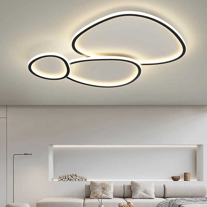 Smart Living Room Chandeliers 2024 New Simple Modern Atmosphere Lamp Whole House Lighting Package Cobblestone Led Ceiling Lights Y240802