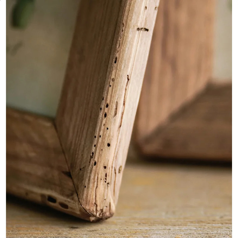 Rustic Retro Style Po For Tabletop Home Decoration Handmade with Natural Brown Pine Wooden Picture Frame 240802 H260306