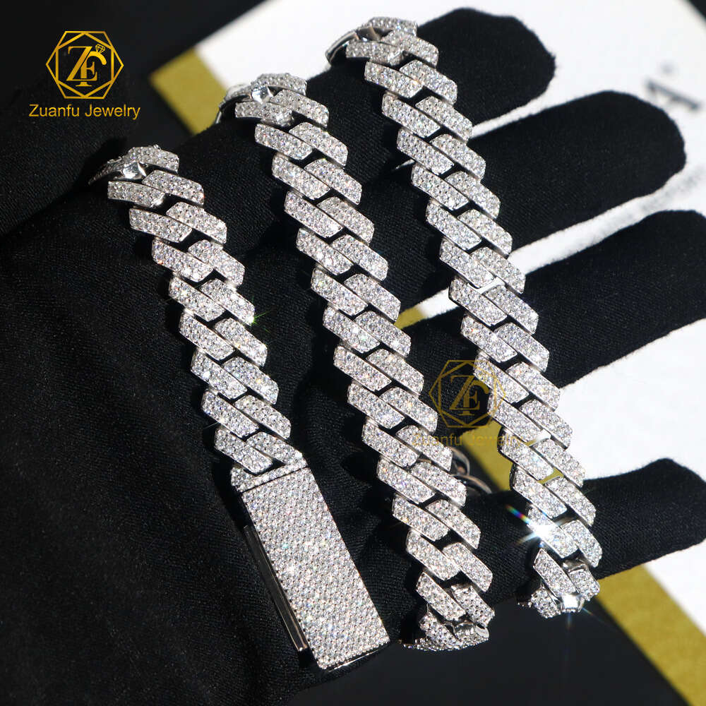 Factory Wholesale Drop Shipping VVS Moissanite Diamond Cuban Link Chain 10mm 12mm 13mm 15mm Hip Hop Necklace Men Jewelry