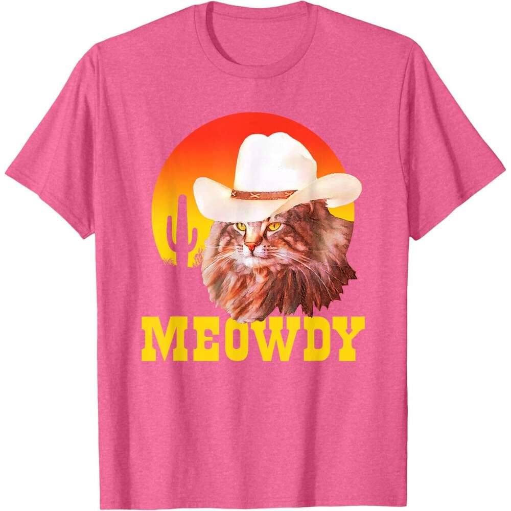 T shirt Mens Meowdy Funny Country Music Cat Cowboy Hat Vintage T-Shirt shirts tshirt graphic tee Casual tops summer clothes Short sleeve Free shipping