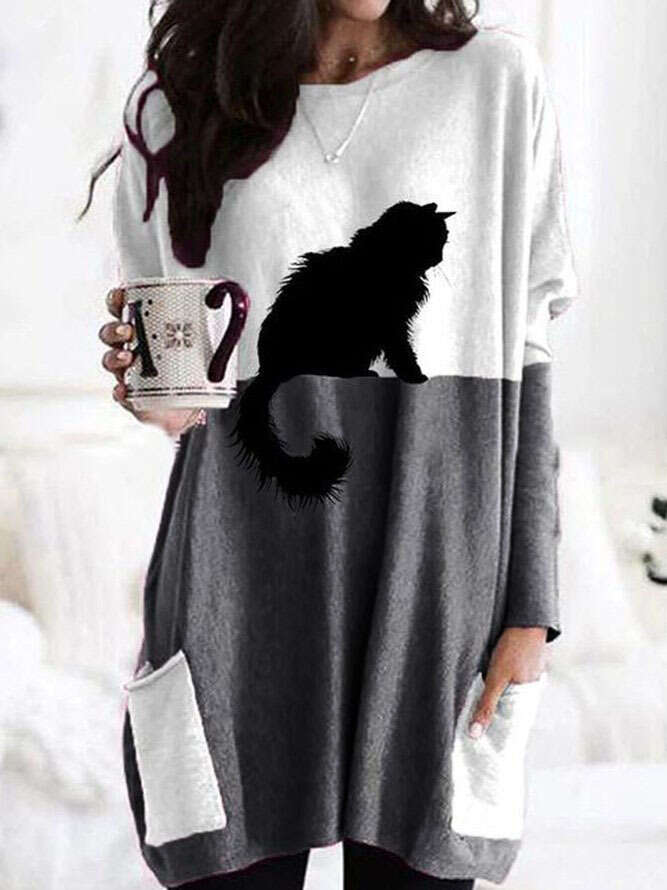 Men New Merchandise Best Saller Retro Female Spring Harajuku Print Vintage Pure Cotton Collar Blouse Round Neck Stretch Casual Undershirt Solid Turtle