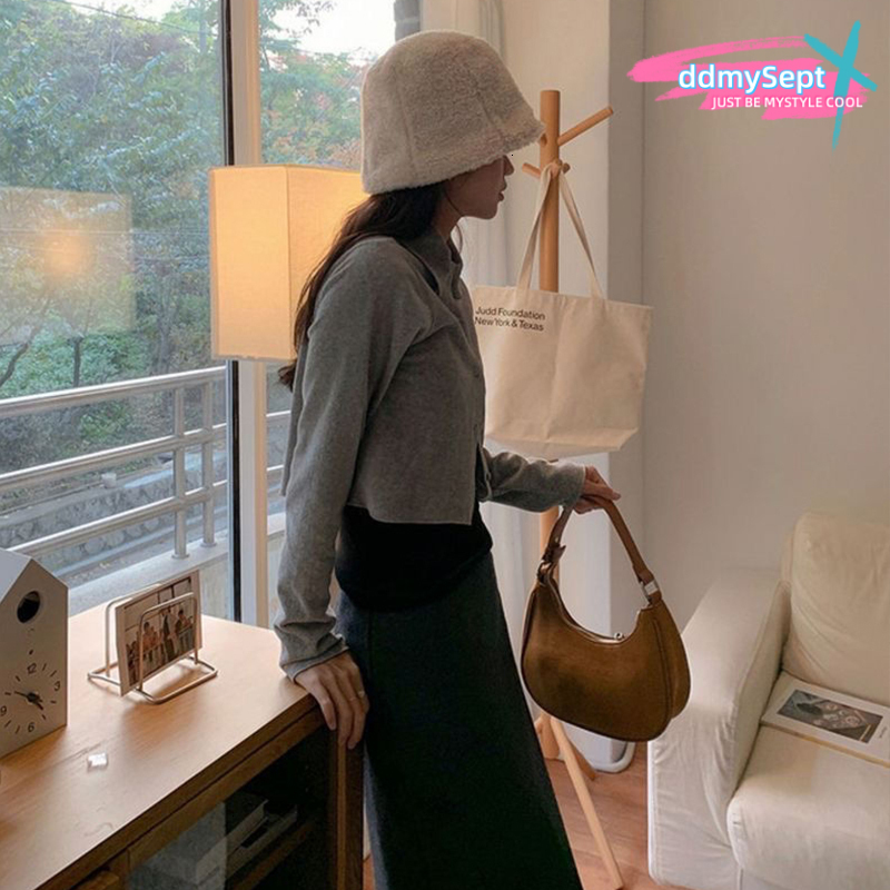 Women Vintage Crescent-shaped Shoulder Versatile Satchel Hobo Casual Small Armpit Suede Tote Bag Fall Winter Purse H7.2#16 ddmySept