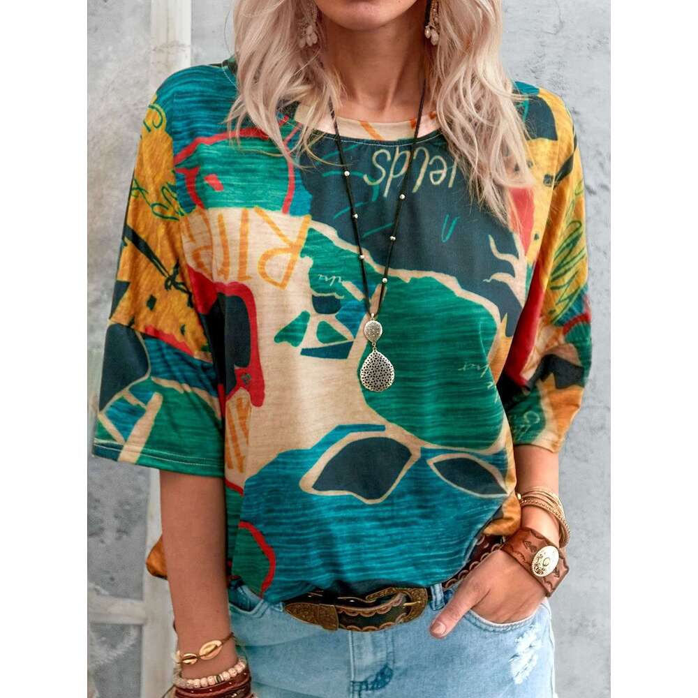 T Shirt Women Women Clothes Best Saller New Merchandise Short-sleeved Fashion Retro Harajuku Print Vintage Bottoming Womens Stripe Skinny Base Solid T