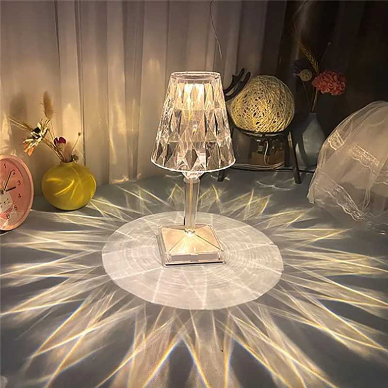 Diamond Table Lamp Touch Sensor Remote Acrylic Desk Lamps LED Crystal Decoration Night Light For Bedroom Bedside Decor LightingKL240731
