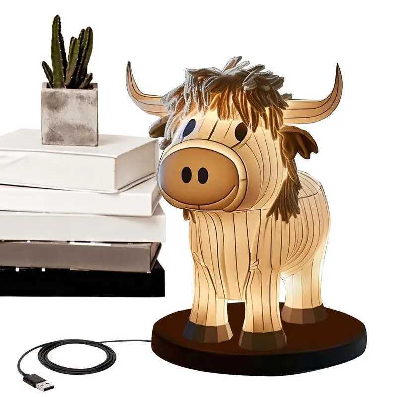 Cow Bedside Lamp 3D Cow Lamps For Bedrooms Cow Light Nightstand Lamp Table Lamp For Bedroom Western Lamps For Living Room DeskKL240731