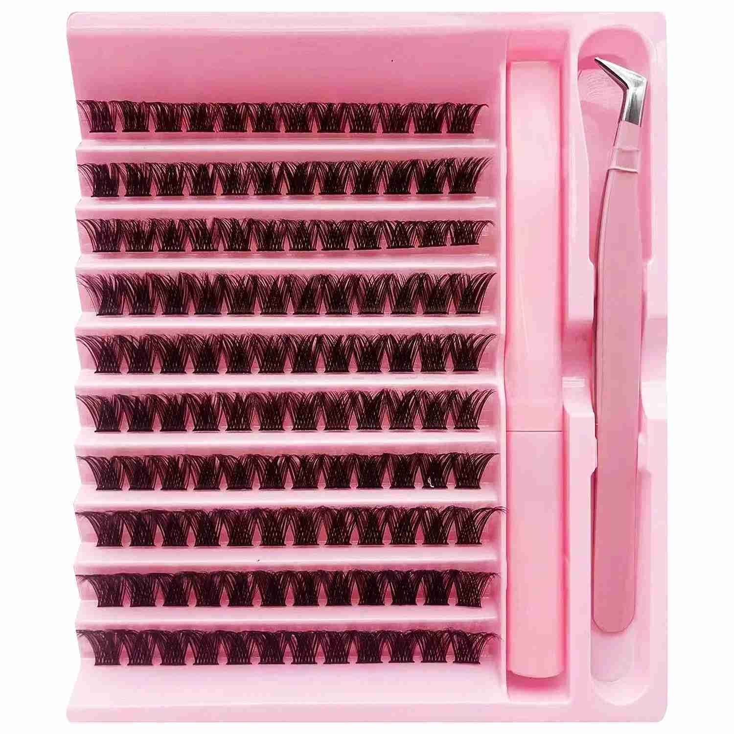 DIY eyelash extension kit eyelash cluster tape adhesive eyelash cluster Wispy D curly false eyelash cluster tape Tweezers W240803