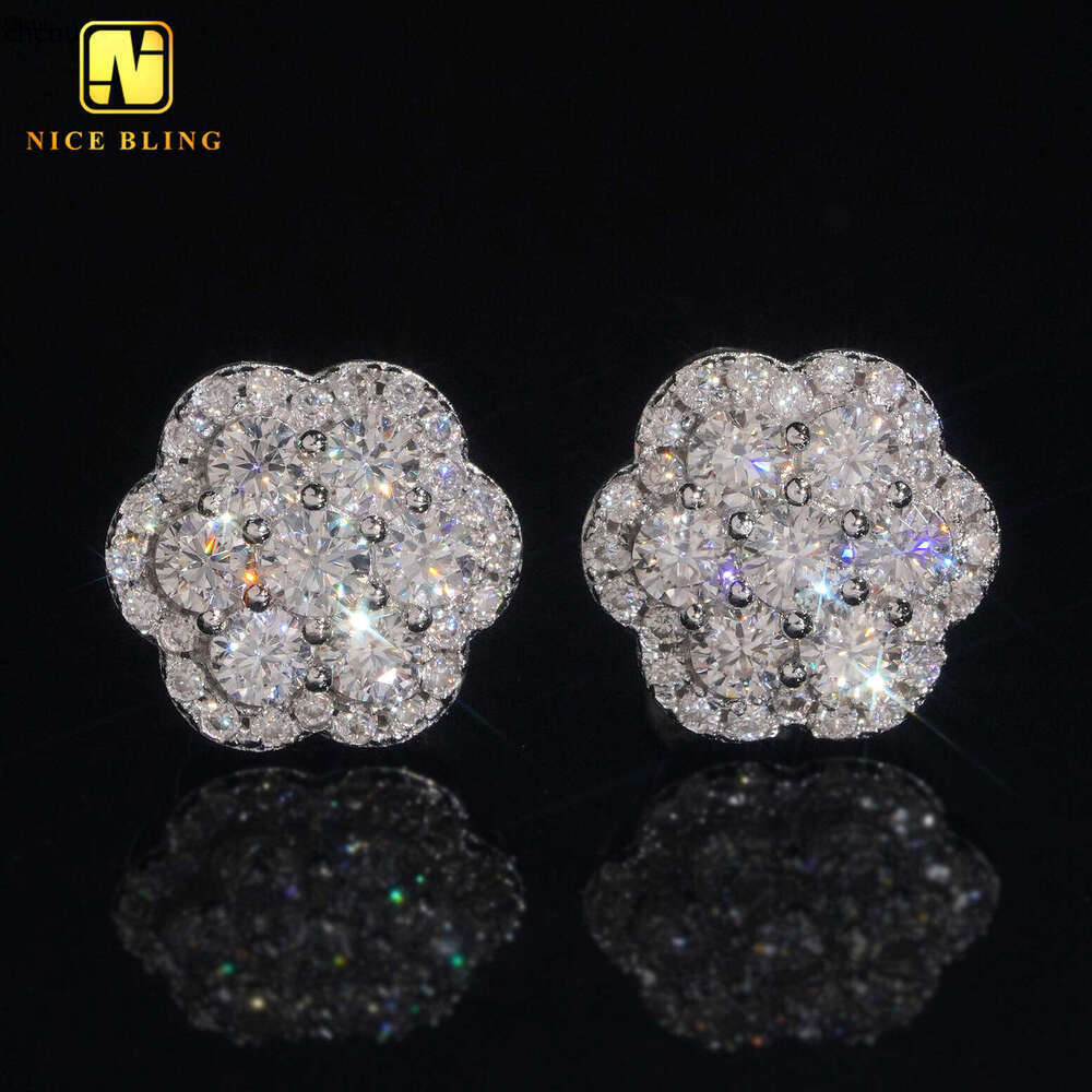 Elegant Dazzg Trendy wer 10MM Moissanite Dia Ear Studs For Men Women Hip Hop Jewelry Fine Earrings 10K Solid Gold