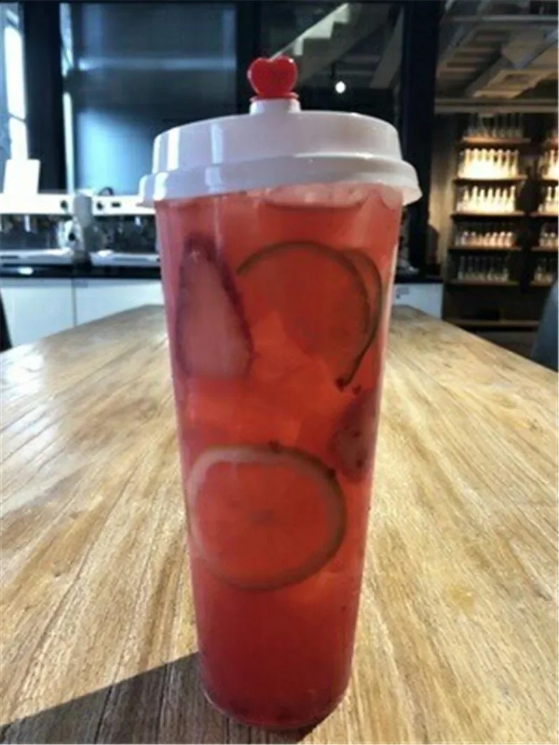 100 disposable transparent plastic cups cold drinks travel coffee juice tea with straw smooth PVC lids 240802