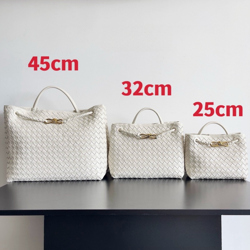 10A Mirror Quality Designer Andiamo Women's Leather Versatile Woven Handle Handbag Sheepskin White Crossbody Parachute Bag