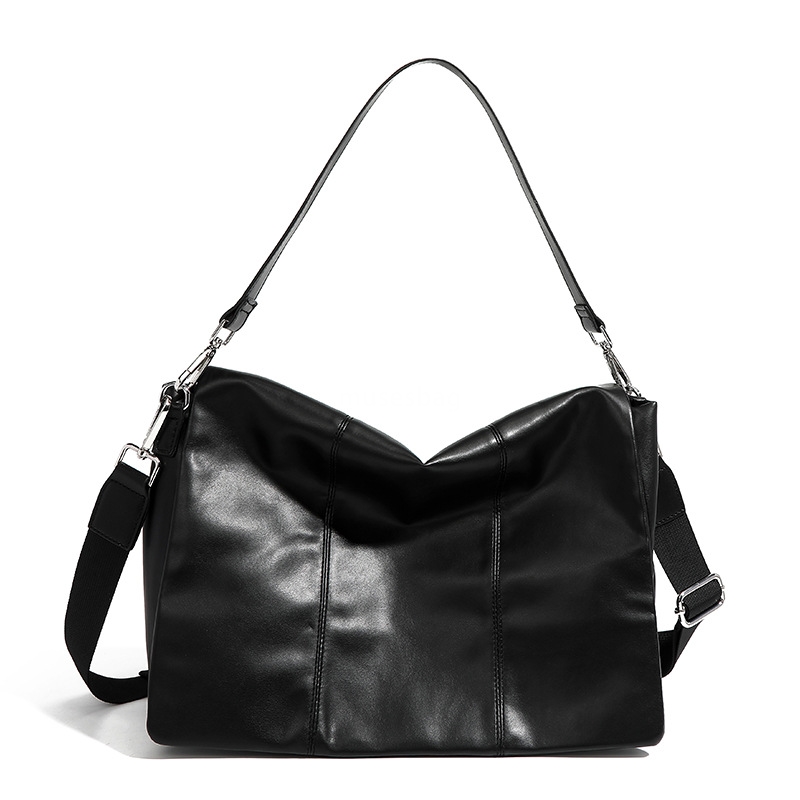 New men's trendy commuter crossbody bag with high-end feel large capacity leather shoulder bag casual mailman bag for men