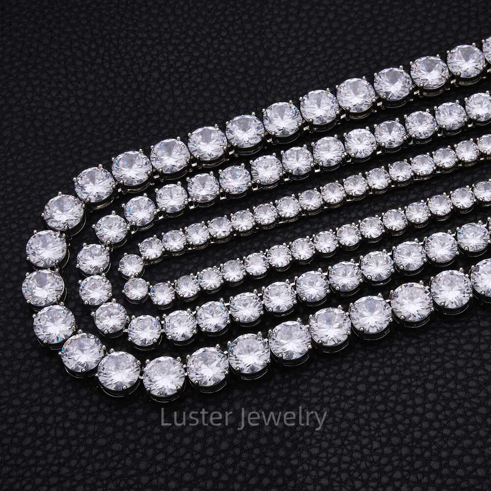 Luster Superb Fine Jewelry Sterling Sier D White Round 6/8/12mm Moissanite Tennis Chain Necklace with GRA Certificate