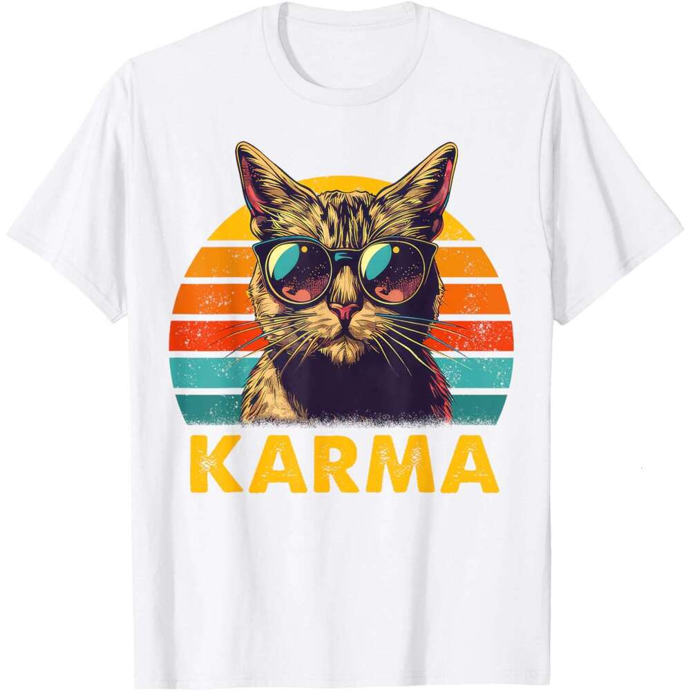 25ss T shirt Mens Vintage Cat Music Gifts For Teens Girls Kids Women Men Karma T-Shirt shirts tshirt graphic tee Casual tops summer clothes Short slee