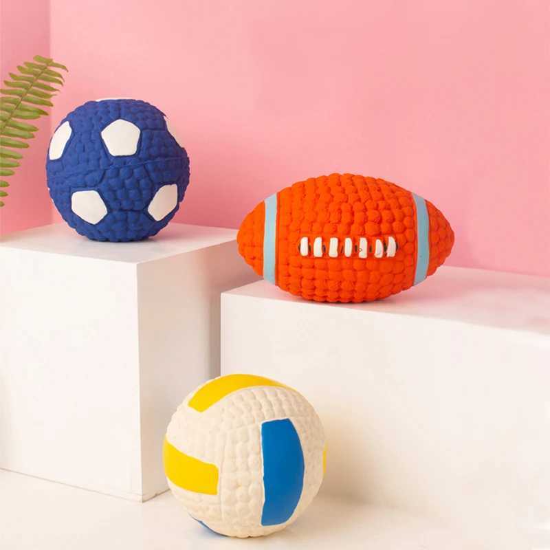 High Quality Soft pet ball squeeze for small and large dogs rugby tennis volleyball basketball latex teeth cleaning training toys T2504012