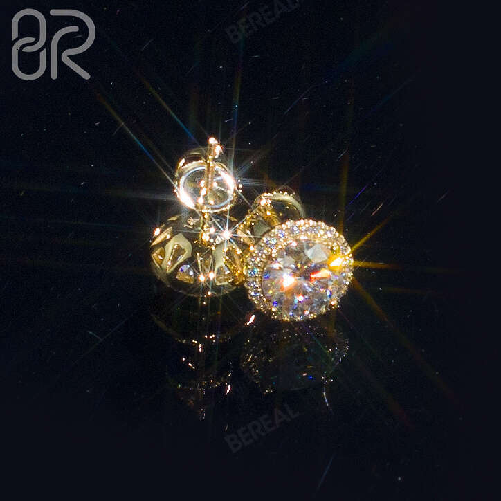 Fast Delivery 10K 14K Solid Gold wer Earrings Iced Out Round Brilliant Cut Vvs Moissanite Dia Fine Cluster Earring