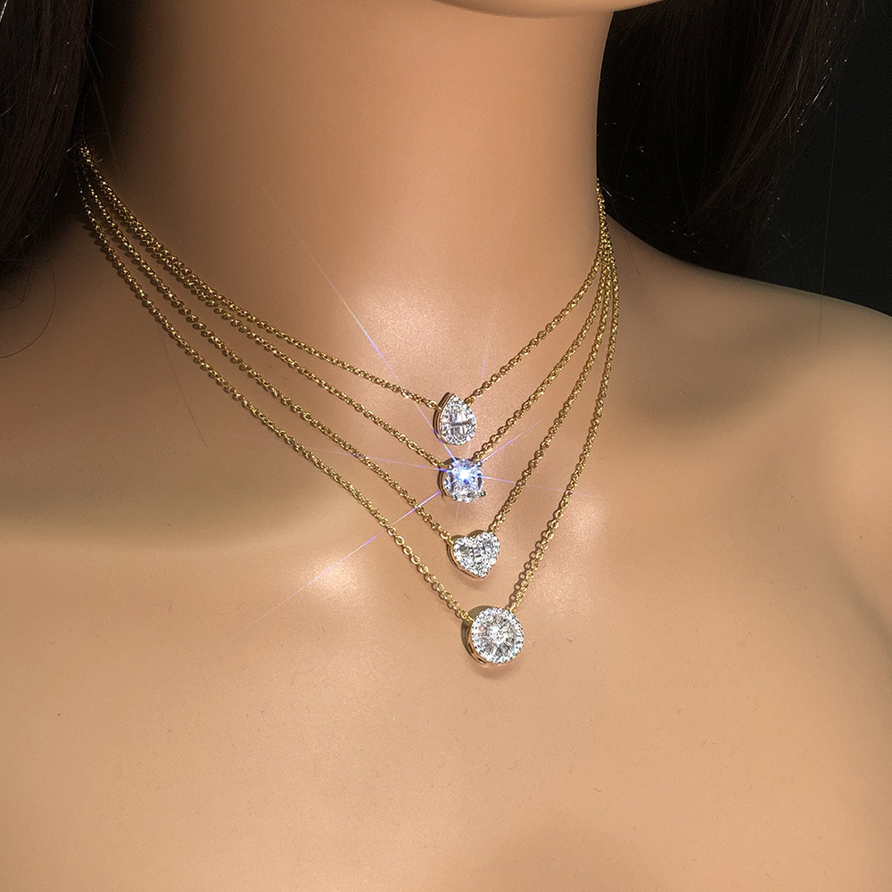 Water Drop Pendant Necklace 14k Gold Fill Cubic Zirconia | Minimalist, Beach Wedding Jewelry