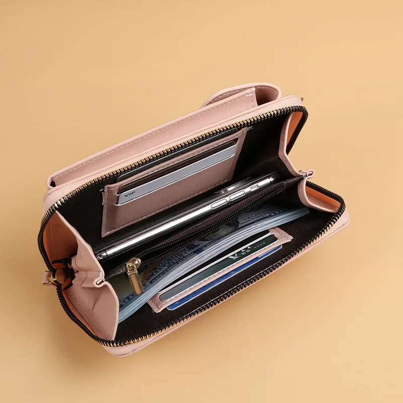 New Fashion One Shoulder Crossbody Phone Leather Bag Mini Versatile Shoulder Bag Multi Card Card Card Bag Keychain Female