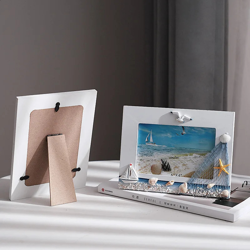 6 Inch Ocean Po Summer Shell Supply Mediterranean Personality Wooden Table Ornaments Picture Frame 240802 H260306