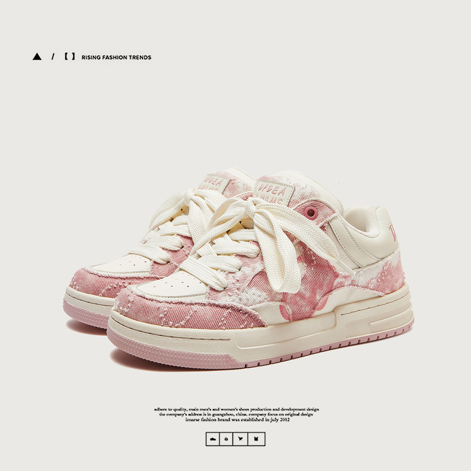 Ddmysports China Chic Street Fashion Water Wash Pink Denim Cloth Plate Men And Women S Couples Bread Shoes Outdoor
