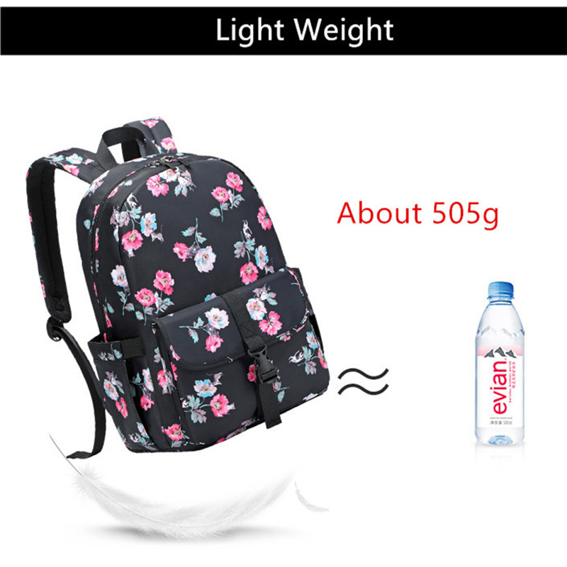 Fengdong 2pcs/set girls flower backpack school bag girl bookbag thermal lunch bag pink and grey floral school backpack for girls