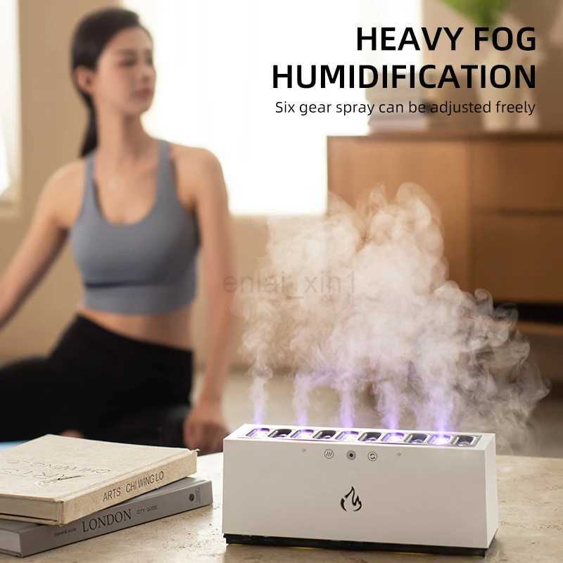 Heavy Fog Air Humidifier USB Ultrasonic Cool Mist Maker with RGB LED Lamp Follow Sound Rhythm Spray for Home Room Aroma Diffuser Y240806