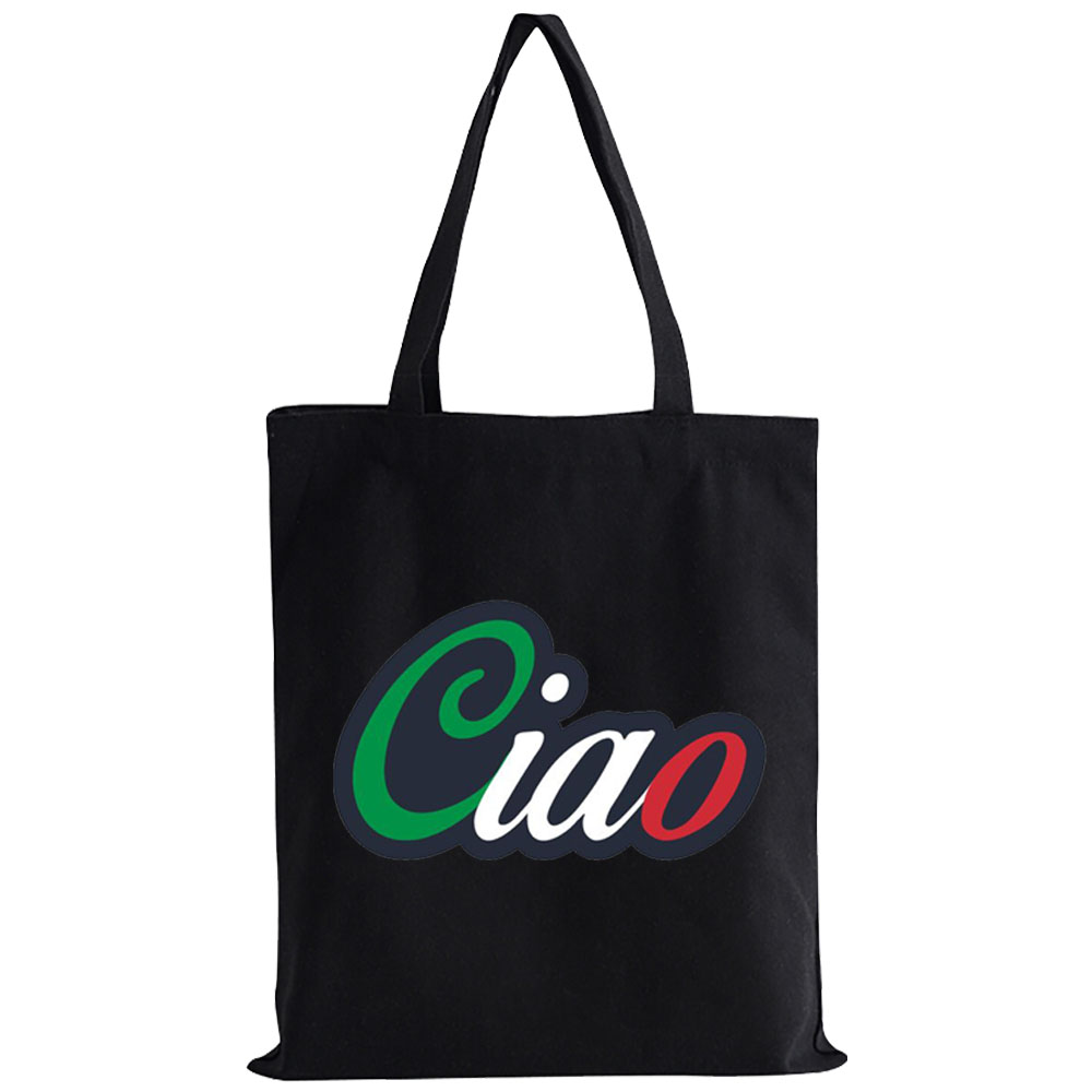 Naples Italy Skyline Travel Souvenir Italian Flag Landmark Tote Bags Shopping Bag Canvas Reusable Summer Large Shoulder Handbags