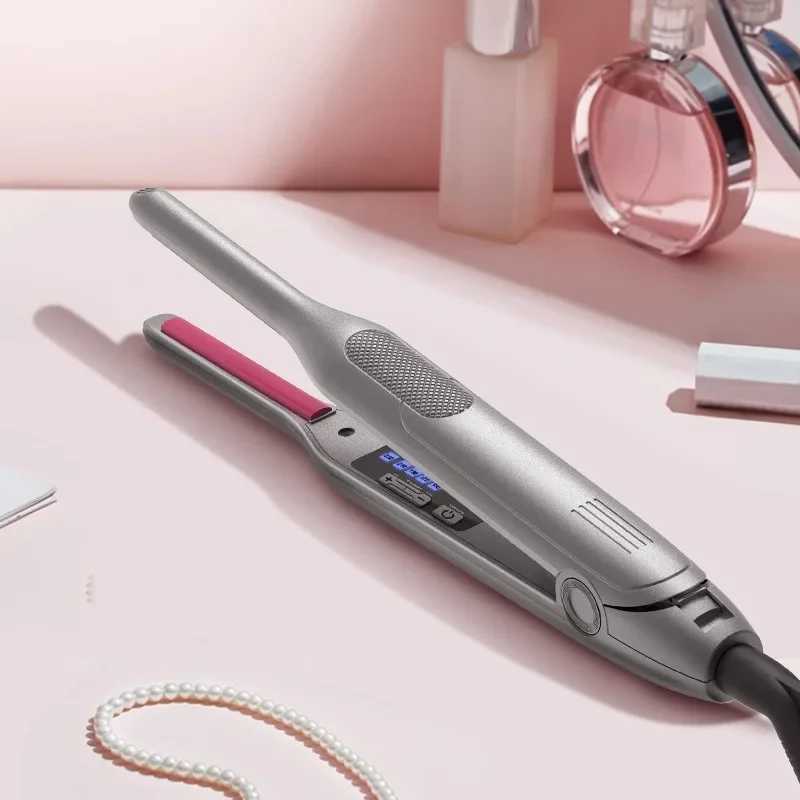 Mini Curler Pencil Straightener 2-in-1 Ceramic Thin Narrow Flat Iron with LED Display for Short Beards and Hair W240803
