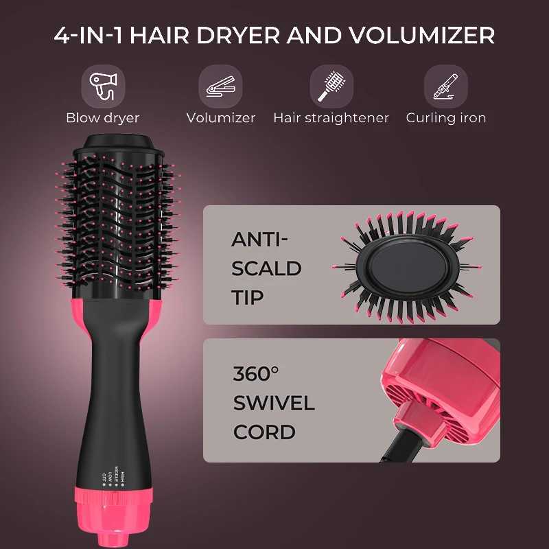 Lisa Pro 2-in-1 hair dryer and volume straightener hot air brush curling iron for beauty and healthy styling W241214