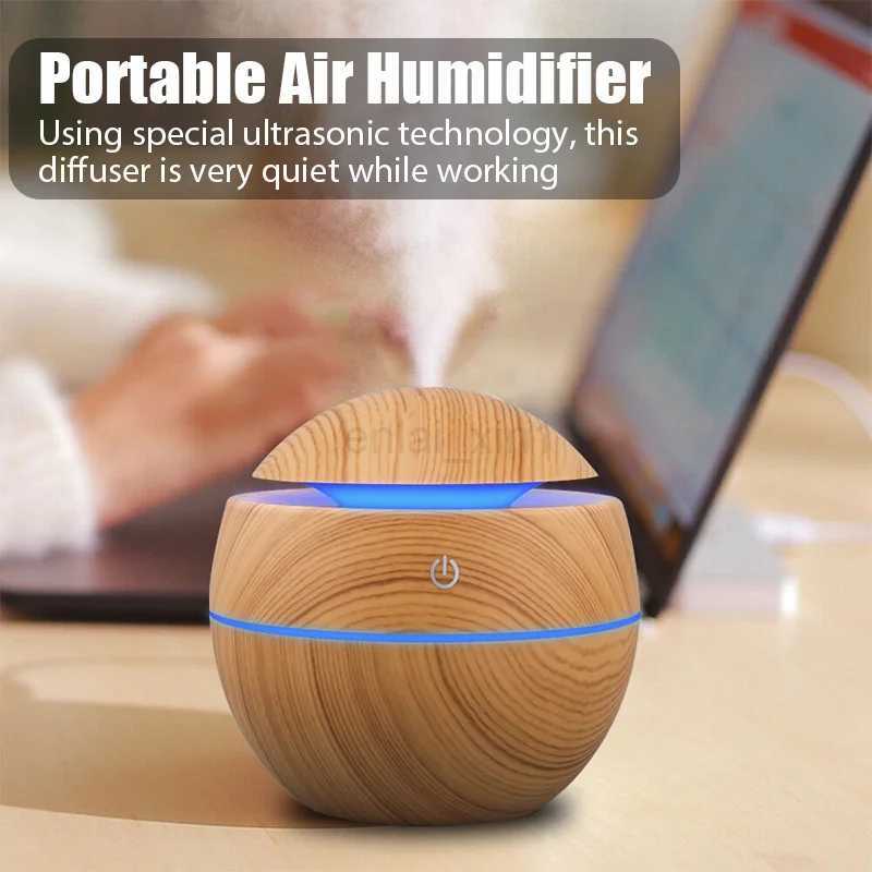 Humidifier Electric Air Aroma Diffuser Wood Ultrasonic Air Humidifier Essential Oil Aromatherapy Cool Mist Maker for Bedroom Y240806