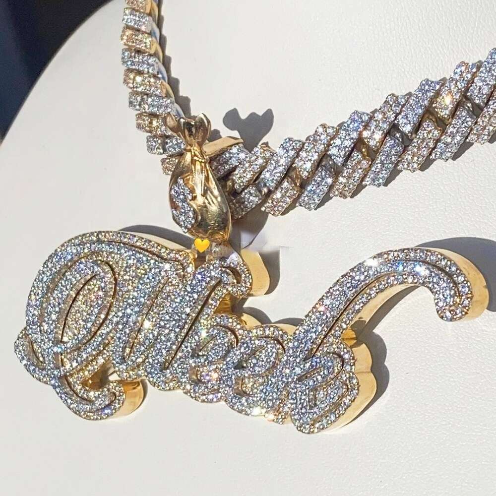 Custom Initial Name Pendant Customized Full Iced Out Charm S VVS D Moissanite Diamond Letter Chain For Men And Women
