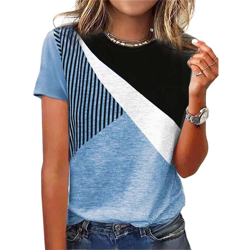 T Shirts Blue Gothic Best Saller Hip Hop High Street Summer Printing Short Sleeve Hollow Out Slim Top Female Streetwear Clothes Couples Plaid Solid Tu