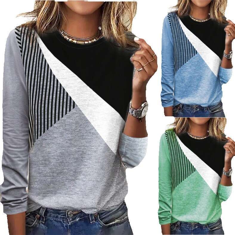 Hip Hop Short-sleeved Hollow Out Slim Top Female Pure Cotton Long-sleeved Stripe Round Neck Chiffon Stretch Casual Undershirt Street Activity Crop Top