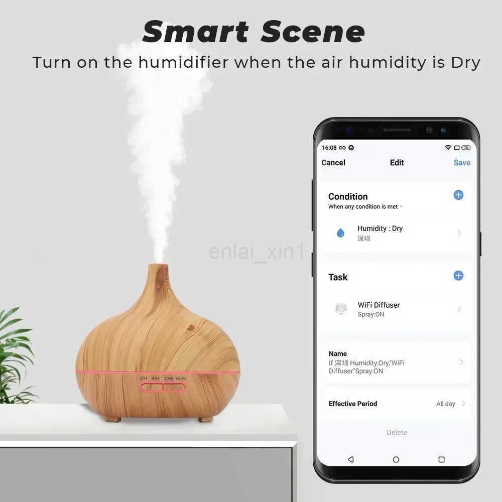WiFi Smart 550ML Electric Aroma Diffuser Essential Oil Diffuser Air Humidifier Ultrasonic Remote Control Mist Maker Home Y240806