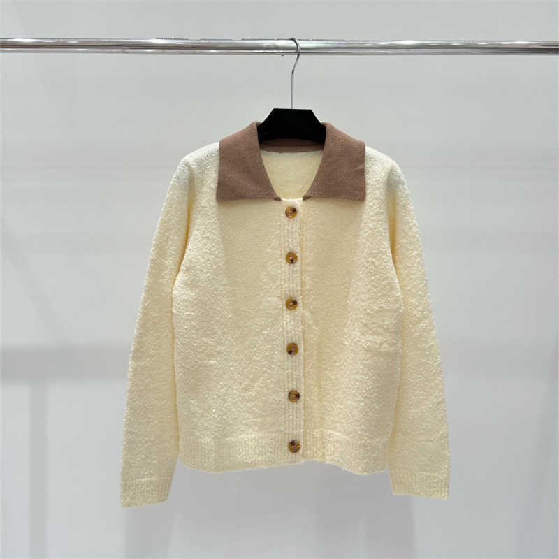 designer sweaters womens cardigan sweater Lapel terry cloth high quality knit fabrics Crew neck long sleeve tops letter jacquard design women clothes