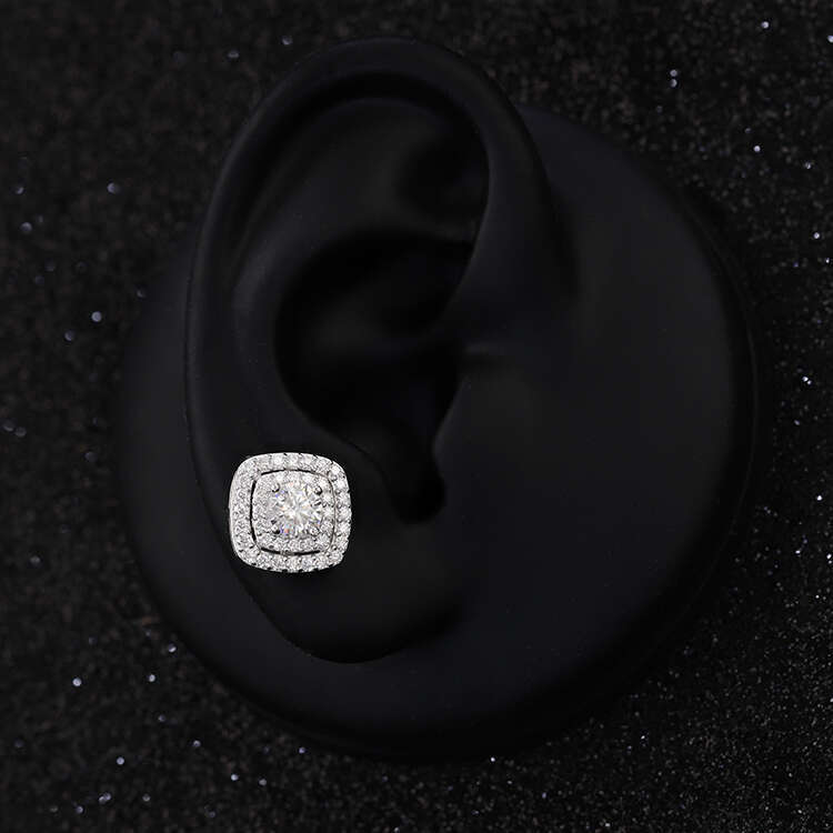Fashion Fine Jewelry 5mm Round Dia S Sier GRA Moissanite Hip Hop Stud Earrings For Men Women