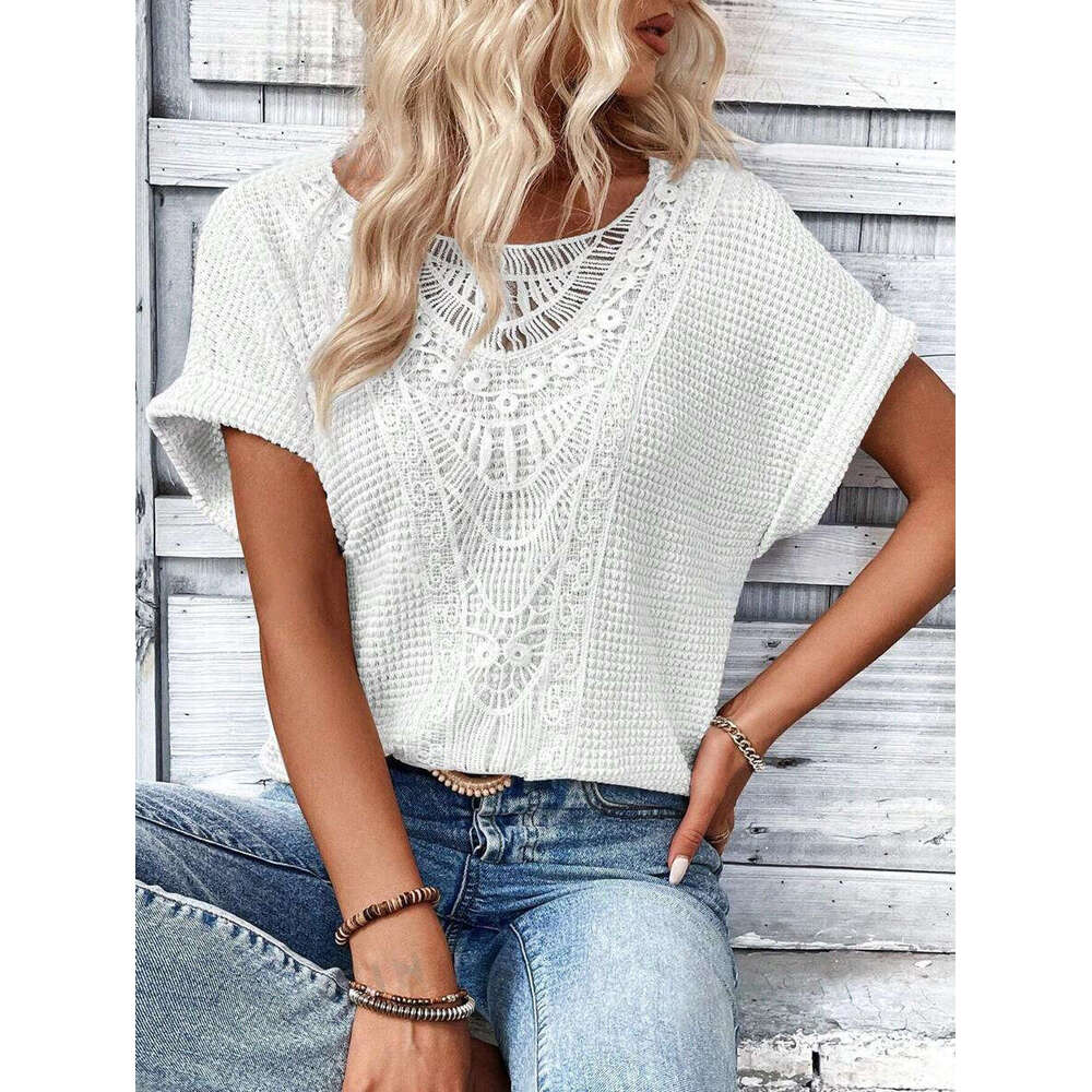 Womens Tops T Shirt Women Shirt Women New Merchandise Female Short-sleeved Fashion Slim Crop Top Casual O Neck Turtleneck Plaid Skinny Base Man Woman 