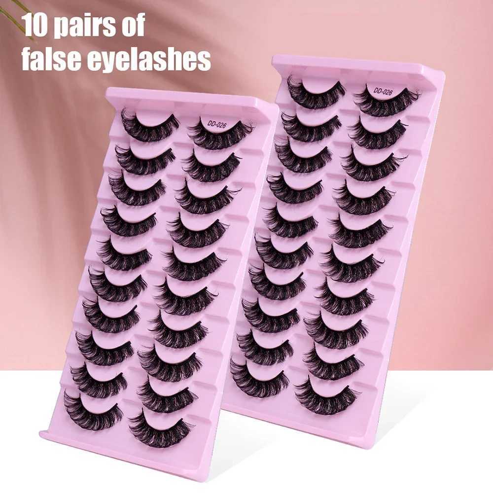 Russian DD Curl 10 Pairs Strip Lashes Fluffy Volume False Eyelashes DD Curl Dramatic Messy Faux Mink Fake Lashes Make UpXJ26