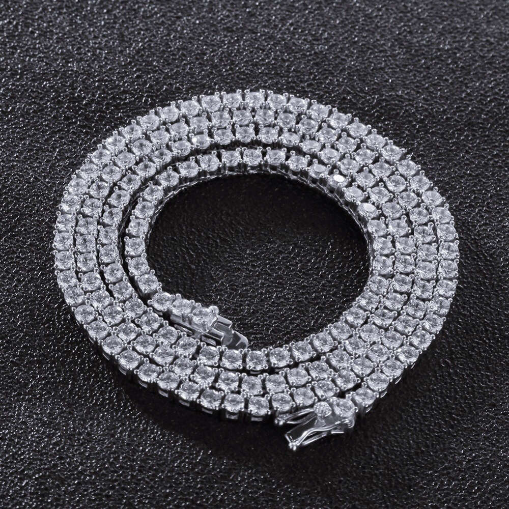 3mm S Tennis Chain Hip Hop Sterling Sier HipHop Iced Out Necklace Jewelry