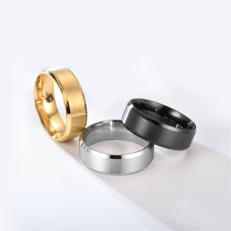 8MM Stainless Steel Ring for Men Gold Black Band Finger Ring Titanium Steel Fashion Jewelry Rings Wholesale Factory Price Promotion Gift