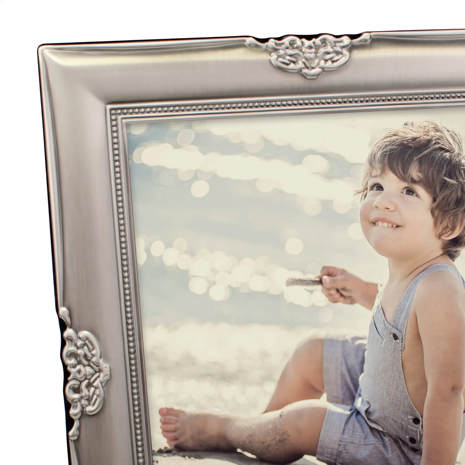 8 X 10 Rectangle Metal Tabletop Picture Frame Features Complete with Durable Metal and Matte Tin Vertical 240802