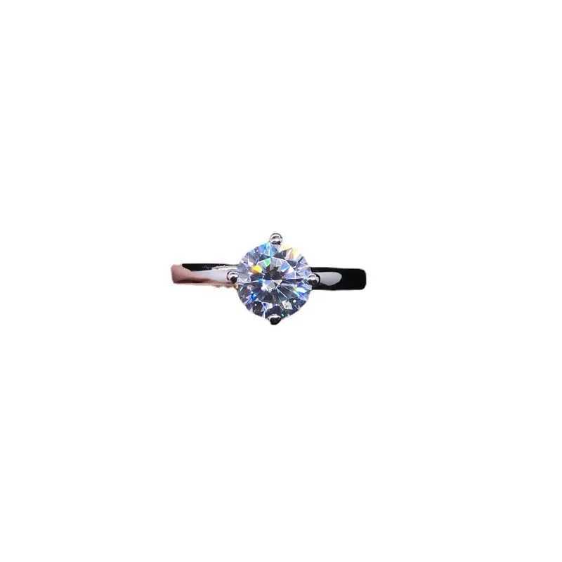 Solid 14K White Gold AU585 Womens Diamond Single Mo Silica Ring Recommended Diamond Ring W2408024