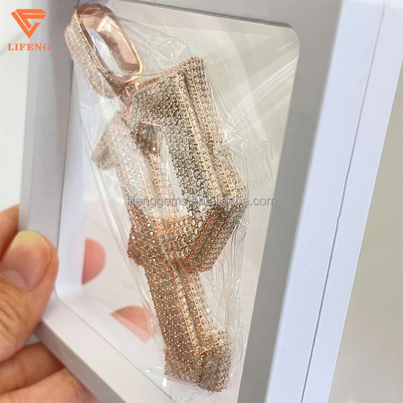 Customized Sliver Hip Hop VVS Moissanite Diamond Charm Necklace P Letter Pendant