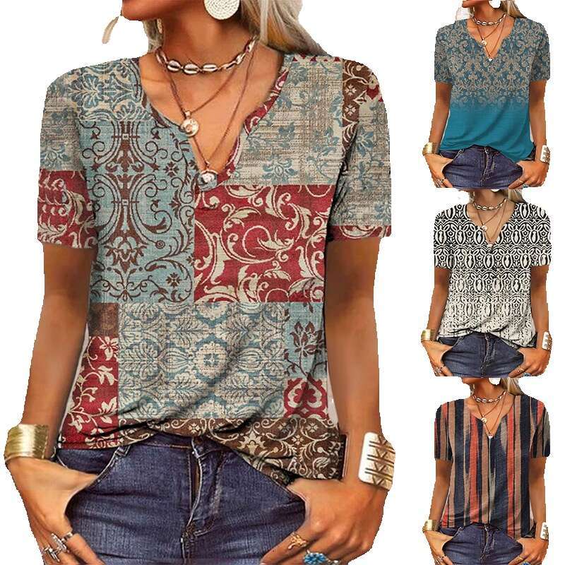 Best Saller Short-sleeved Hip Hop Female Casual Slim Streetwear Hollow Out Slim Top Female Print Tshirt Plaid Collar Blouse Couples Man Woman Tees Top