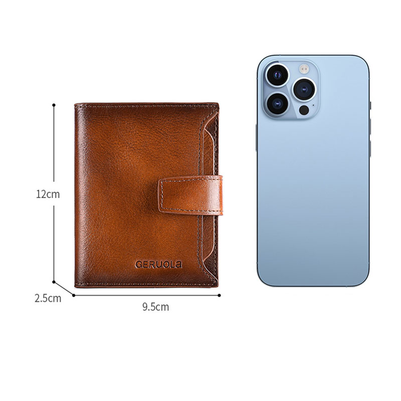 Men's Vertical Vintage Genuine Leather Wallet RFID Blocking Zipper Coin Purse Business Card Holder Bag Wallet Man