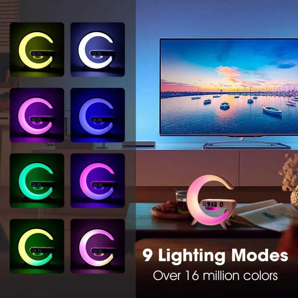 4in1 LED Atmosphere Light RGB Wireless Charger Bluetooth Speaker Table Lamp Over 10 Modes Light Color With APPKL240731